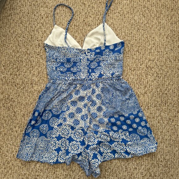 Zara Ruched Summer Tuscany Greece Vibe Printed Jumpsuit XS‎ 7987/771 - Picture 14 of 16